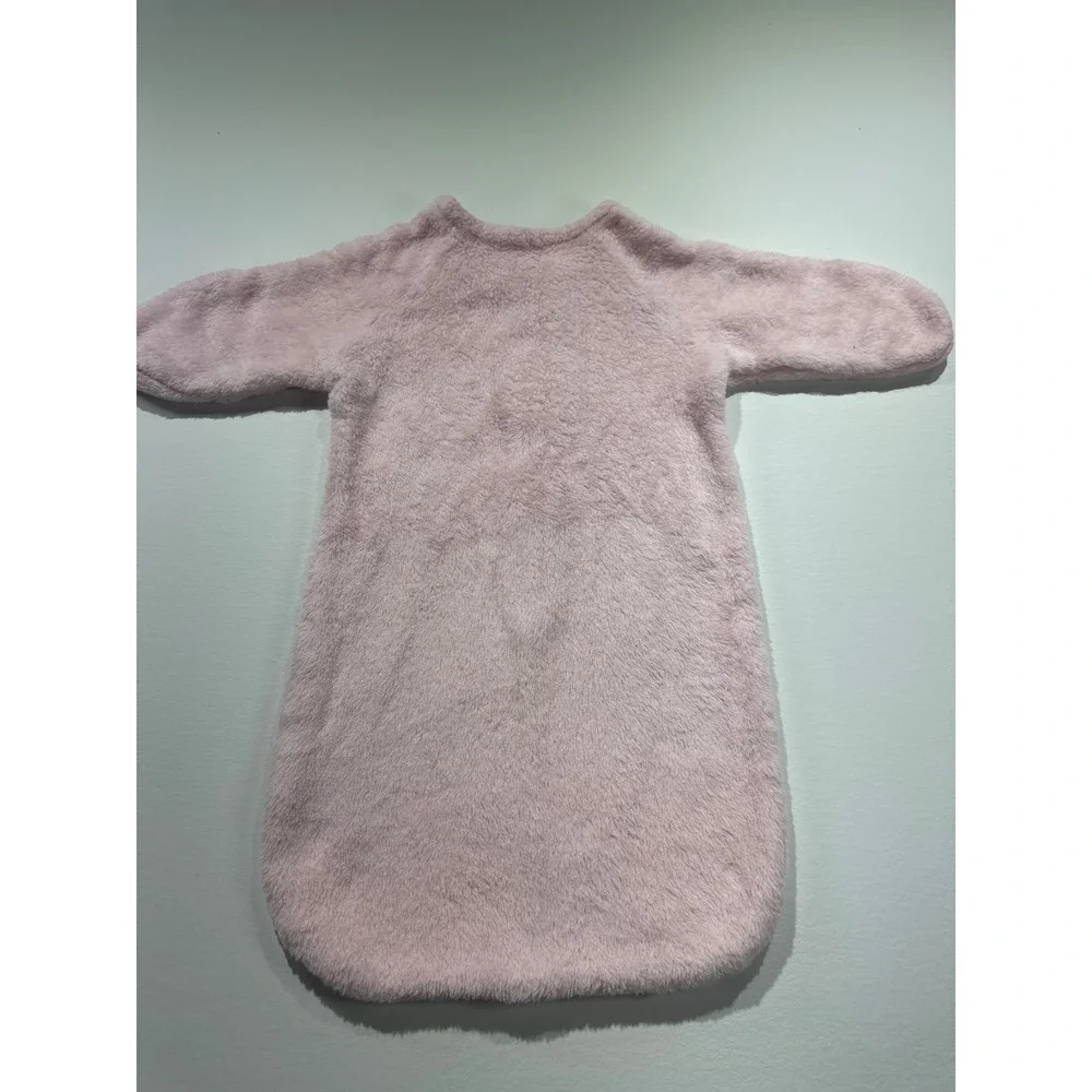 Vintage infant Pink Plush Fleece Sleep Sack Bunny Embroidered Wearable Blanket